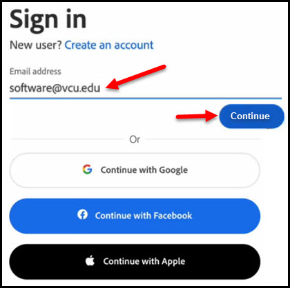 Image of Adobe login screen